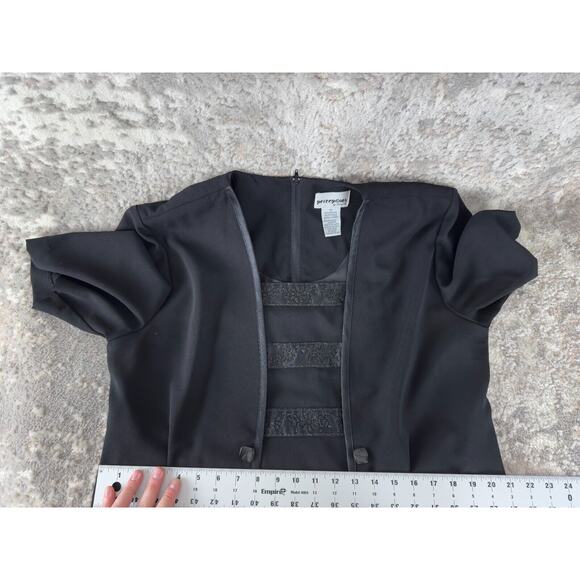 Perceptions Size 12 Shift Midi Dress Black Button Short Sleeve Zip - Picture 7 of 10